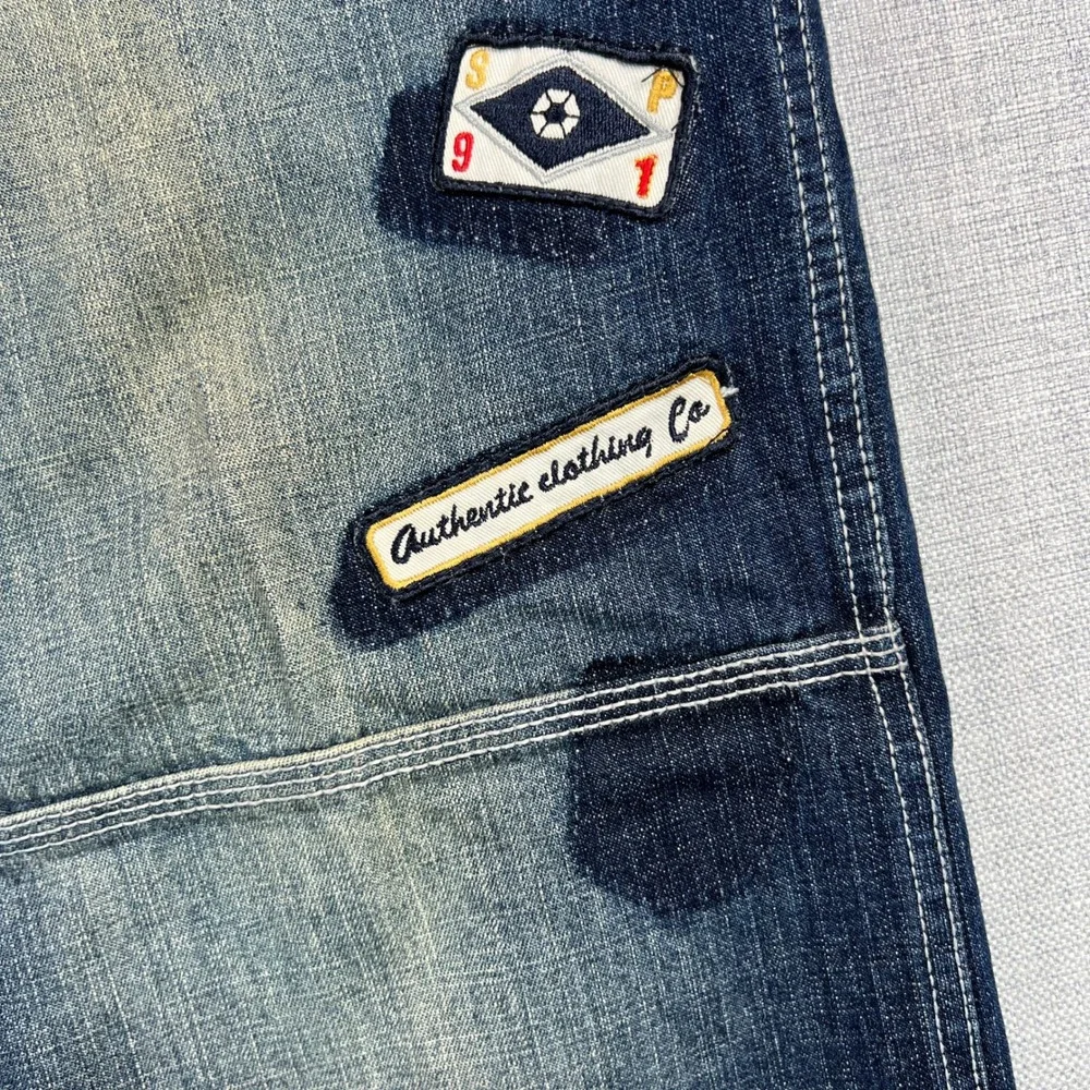 Vintage Y2K Southpole Baggy Jeans Mens 34 Blue Distressed Faded Patches Hip Hop